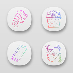 Zero waste swaps handmade app icons set