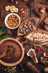 Organic homemade chocolate and cocoa beeens