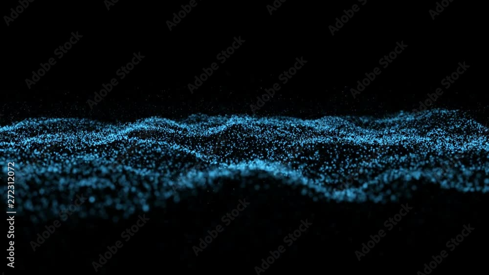 Aufkleber blue particle wave footage, Computer generated seamless loop animation 4k footage