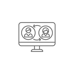 feedback laptop friendship outline icon. Elements of friendship line icon. Signs, symbols and vectors can be used for web, logo, mobile app, UI, UX