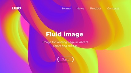 Landing page in yellow, pink and purple colors, colorful vector background.