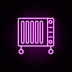 electric heater neon icon. Elements of water, boiler, thermos, gas, solar set. Simple icon for websites, web design, mobile app, info graphics