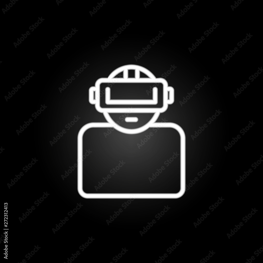 Poster a man in virtual reality glasses neon icon. elements of virtual reality set. simple icon for website