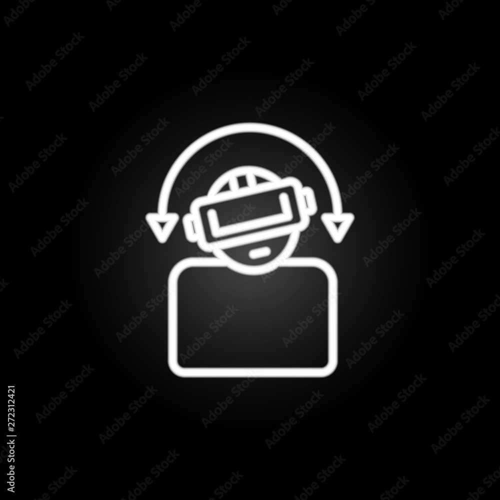 Poster a man in virtual reality glasses neon icon. elements of virtual reality set. simple icon for website