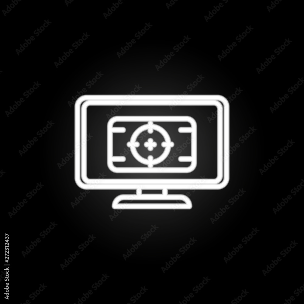 Poster game in the monitor neon icon. elements of virtual reality set. simple icon for websites, web design