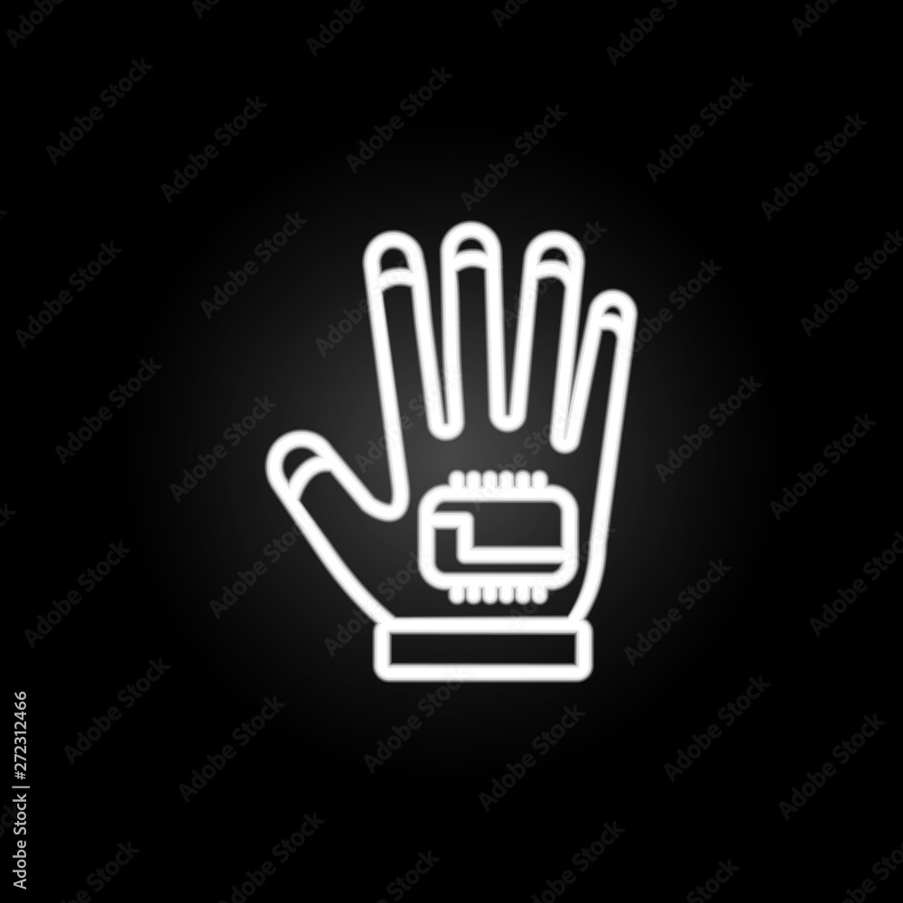 Poster virtual reality gloves neon icon. elements of virtual reality set. simple icon for websites, web des
