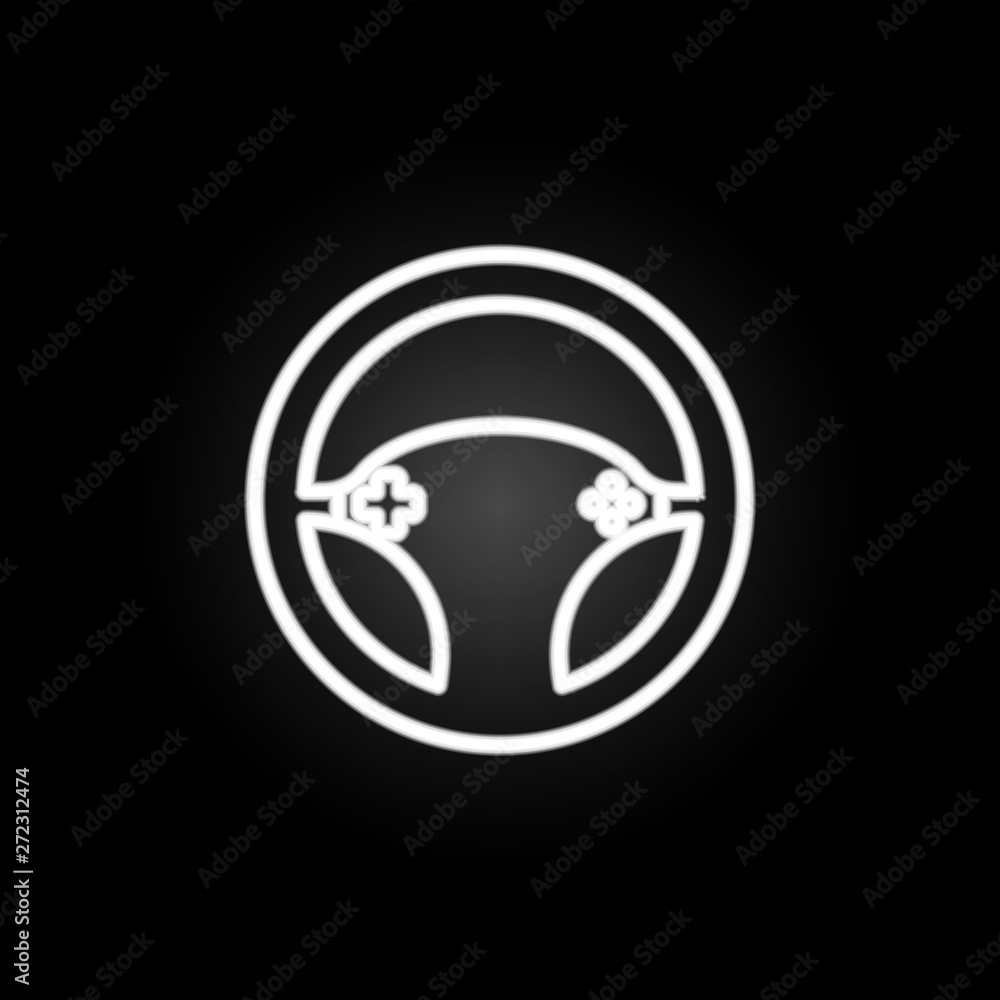 Aufkleber game steering wheel neon icon. elements of virtual reality set. simple icon for websites, web design