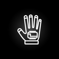Virtual reality gloves neon icon. Elements of virtual reality set. Simple icon for websites, web design, mobile app, info graphics