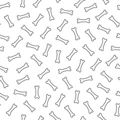 Simple dog bones pattern. Outline seamless background. Vector illustration.