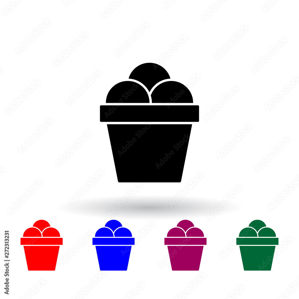 Poster frozen balls multi color icon. elements of ice cream set. simple icon for websites, web design, mobi
