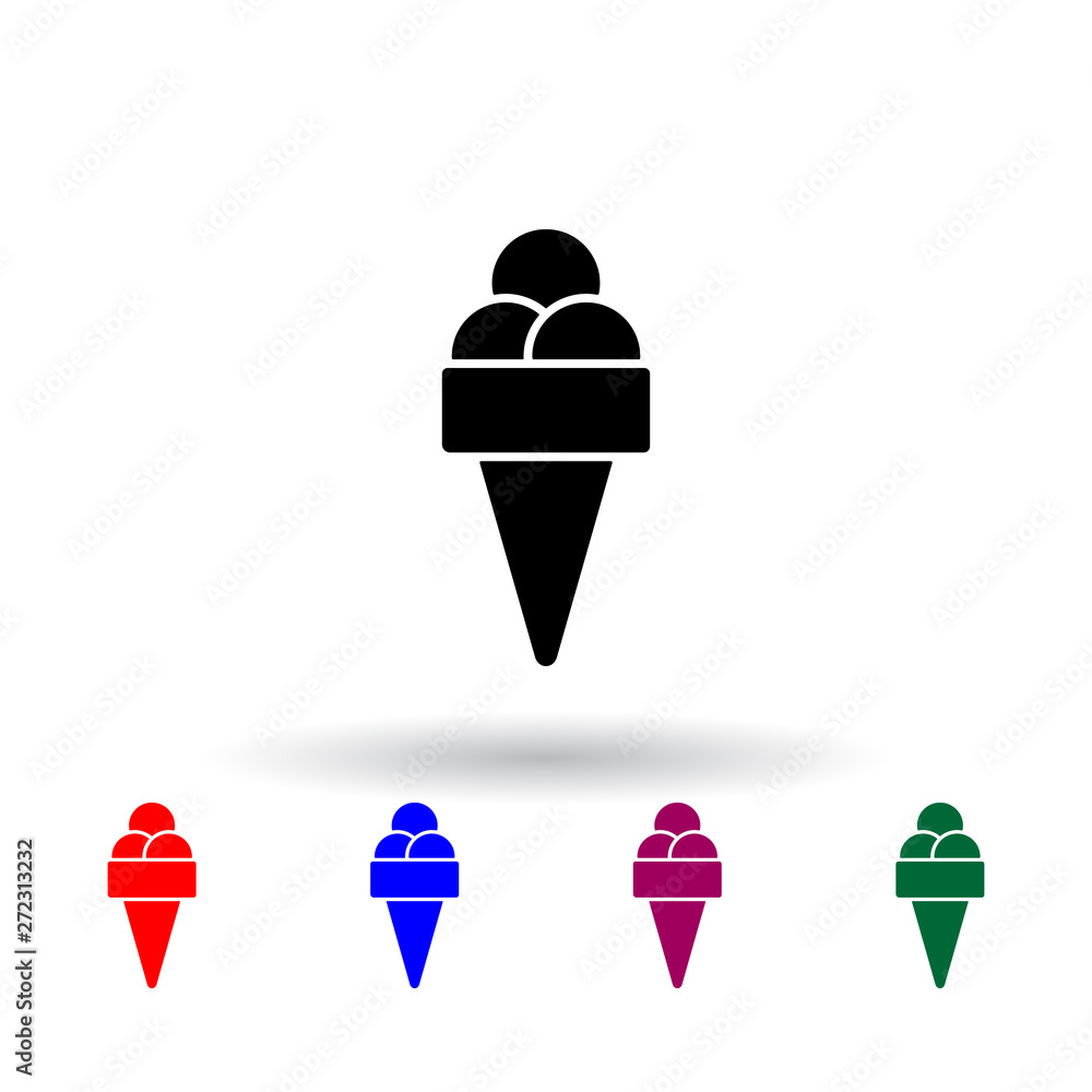 Aufkleber ice cream in a waffle horn multi color icon. elements of ice cream set. simple icon for websites, we