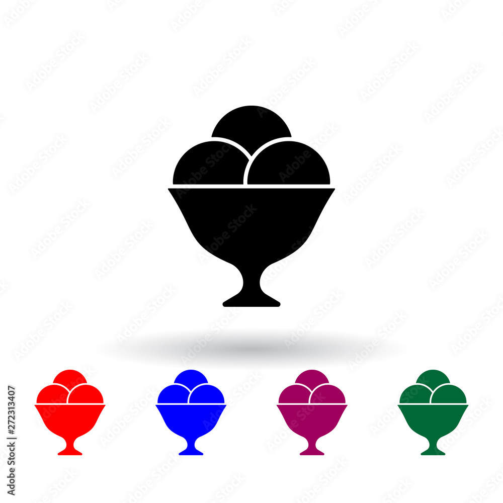Poster ice cream in a saucer multi color icon. elements of ice cream set. simple icon for websites, web des