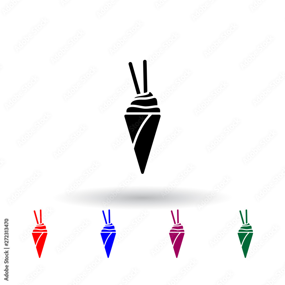 Aufkleber ice cream in a waffle horn multi color icon. elements of ice cream set. simple icon for websites, we