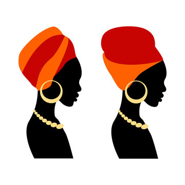 Portrait beautiful African woman in traditional turban
