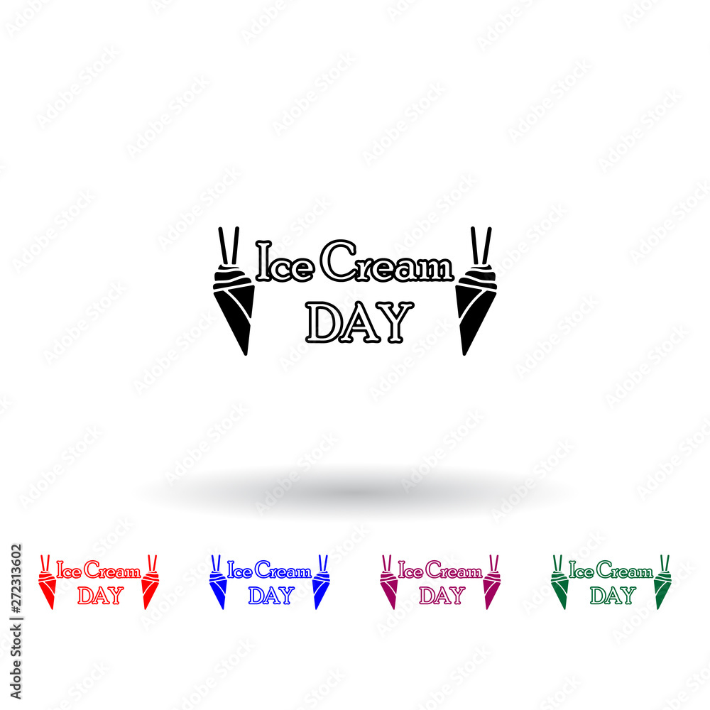 Poster the day of the ice multi color icon. elements of ice cream set. simple icon for websites, web design