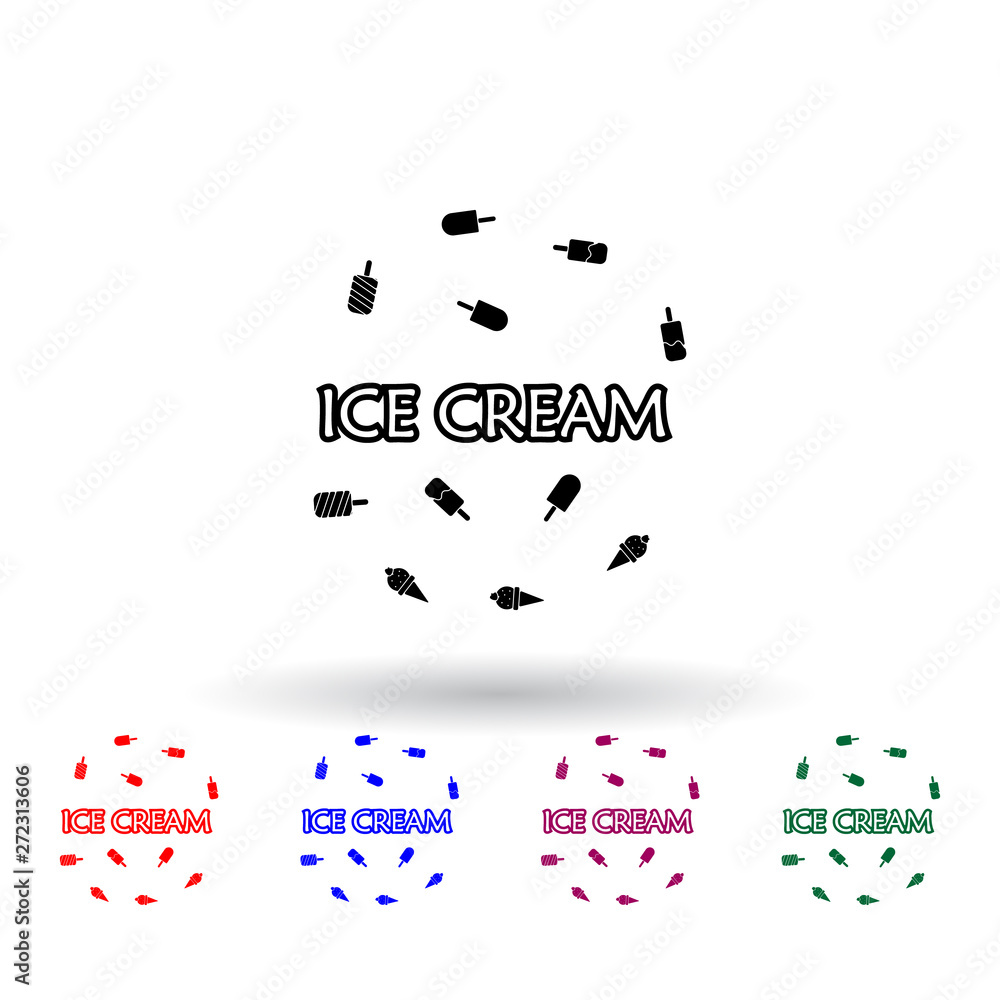 Aufkleber logo of the multi color icon. elements of ice cream set. simple icon for websites, web design, mobil