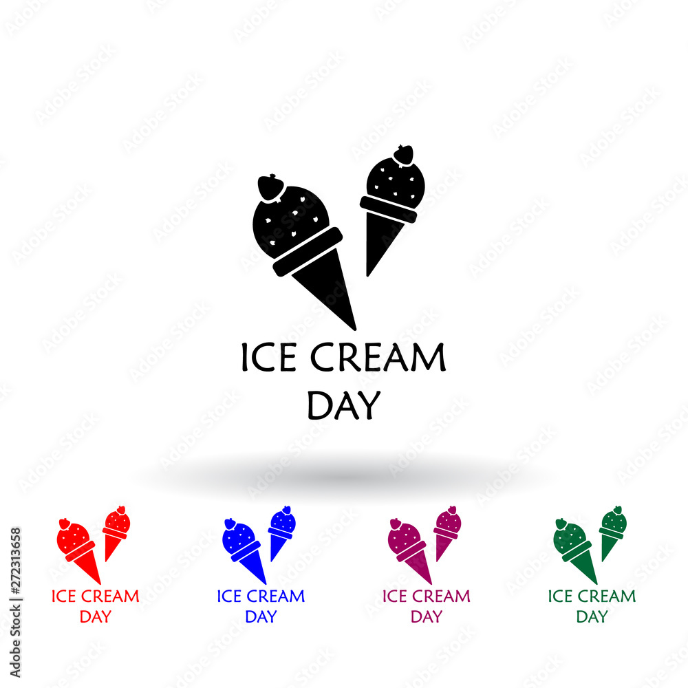 Poster day of the ice multi color icon. elements of ice cream set. simple icon for websites, web design, mo