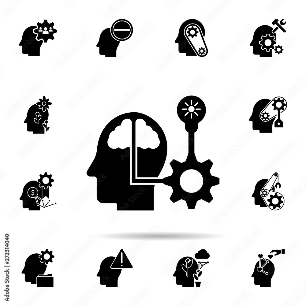 Poster processing in mind icon. universal set of human mind for website design and development, app develop