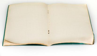 Vintage open notebook with square pages. Graf notepad.