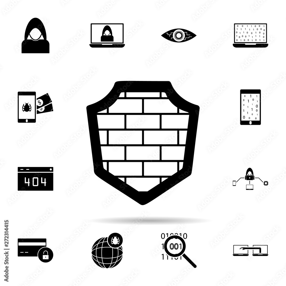 Poster wall shield icon. universal set of hacker for website design and development, app development