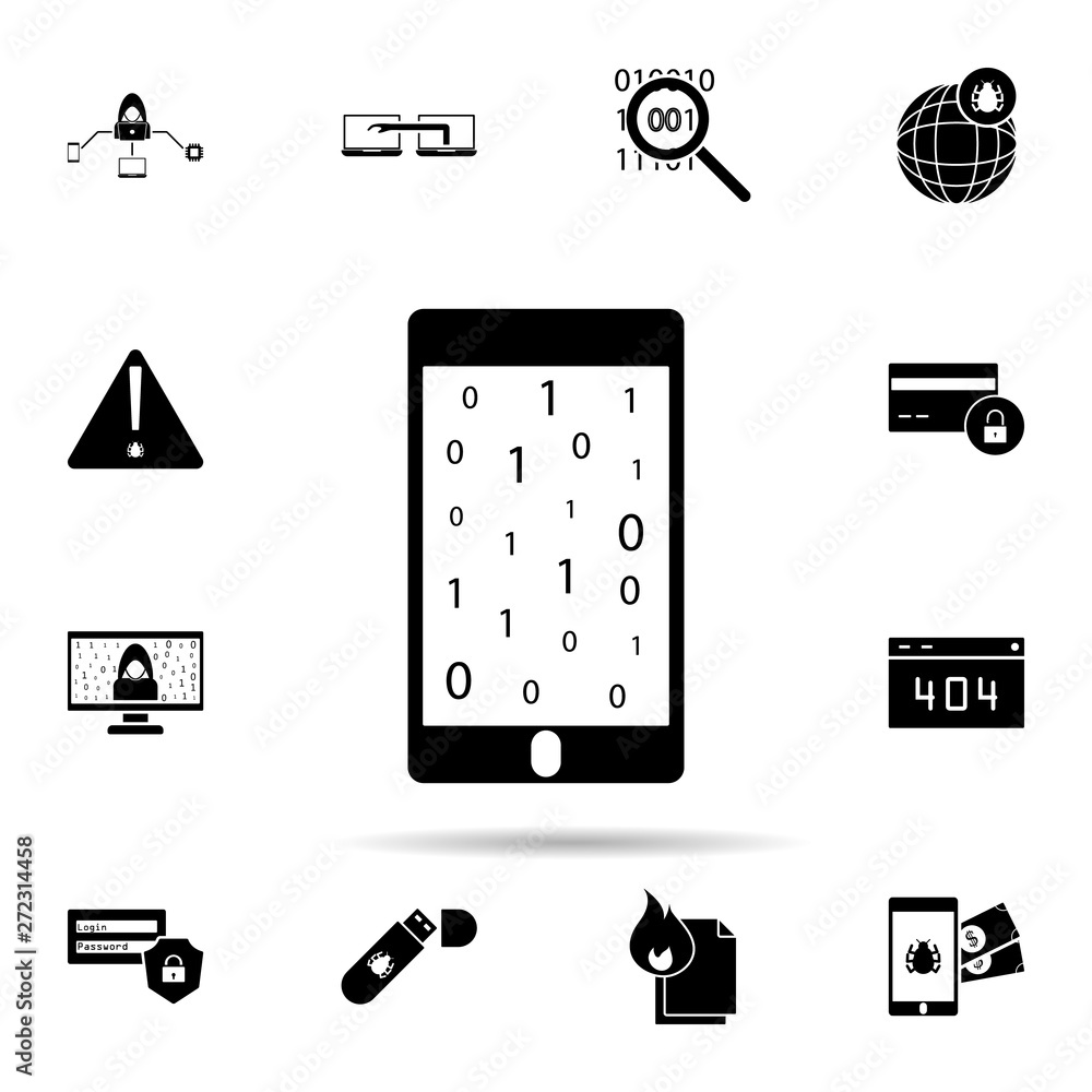 Poster numbers in the smart phone icon. universal set of hacker for website design and development, app dev