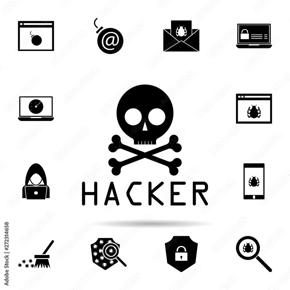 Poster sign of hackers icon. universal set of hacker for website design and development, app development