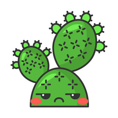 Prickly pear cactus cute kawaii vector character