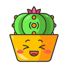 Peyote cactus cute kawaii vector character