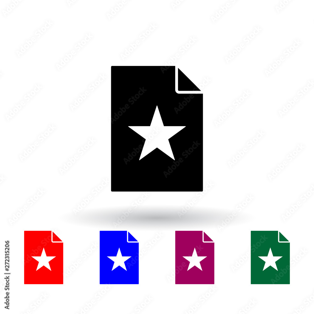 Poster star on document multi color icon. elements of file and documents set. simple icon for websites, web