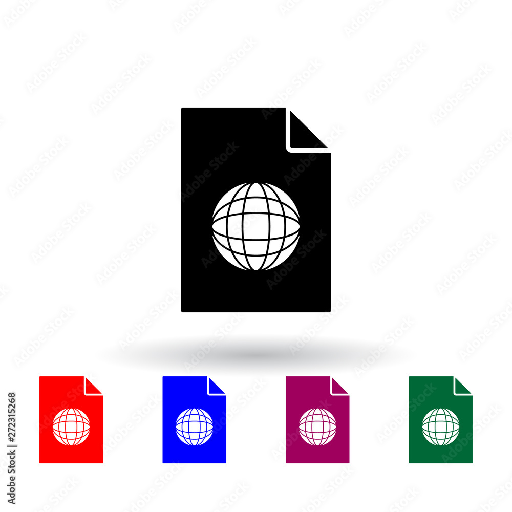 Poster globe on document multi color icon. elements of file and documents set. simple icon for websites, we