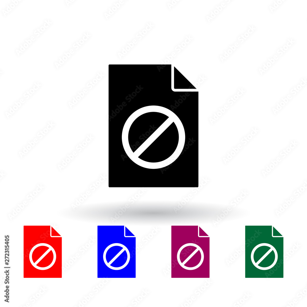 Poster forbidden on document multi color icon. elements of file and documents set. simple icon for websites