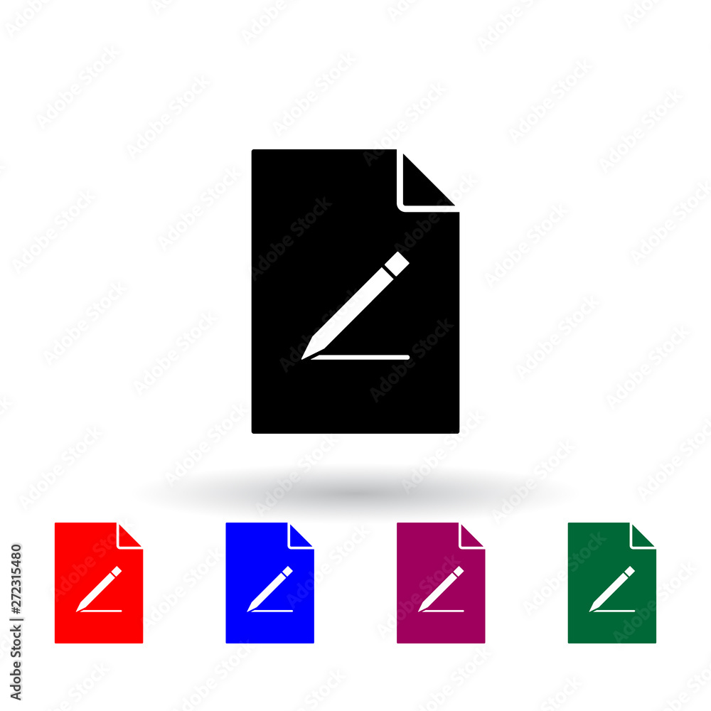 Poster a pen on document multi color icon. elements of file and documents set. simple icon for websites, we