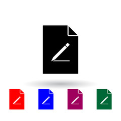 a pen on document multi color icon. Elements of file and documents set. Simple icon for websites, web design, mobile app, info graphics