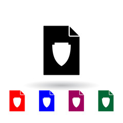 shield on document multi color icon. Elements of file and documents set. Simple icon for websites, web design, mobile app, info graphics