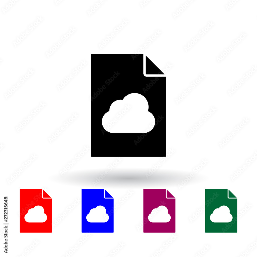 Poster cloud on document multi color icon. elements of file and documents set. simple icon for websites, we