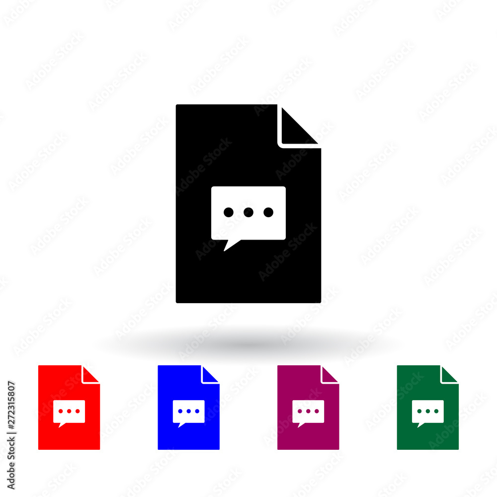 Poster communication bubble on document multi color icon. elements of file and documents set. simple icon f