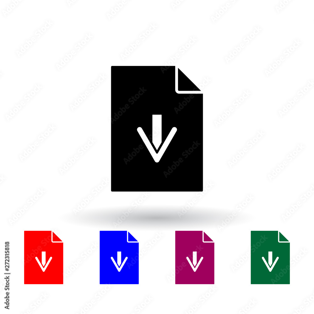 Poster arrow on document multi color icon. elements of file and documents set. simple icon for websites, we