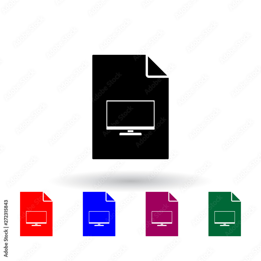 Poster a computer on document multi color icon. elements of file and documents set. simple icon for website