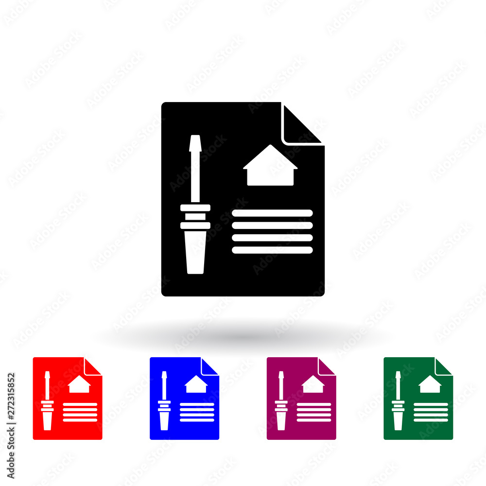 Poster screwdriver on paper multi color icon. elements of engineering set. simple icon for websites, web de