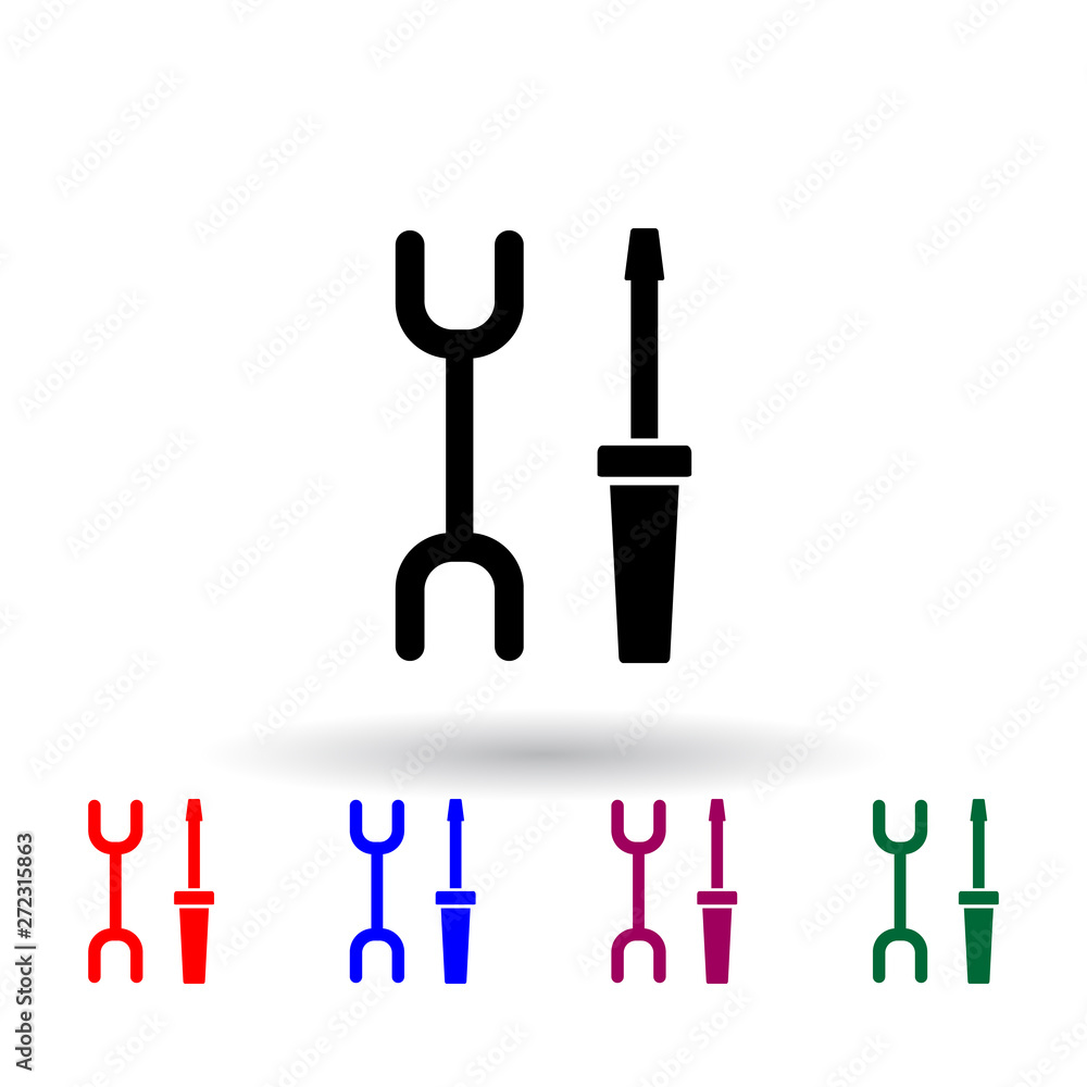 Poster key and screwdriver multi color icon. elements of engineering set. simple icon for websites, web des