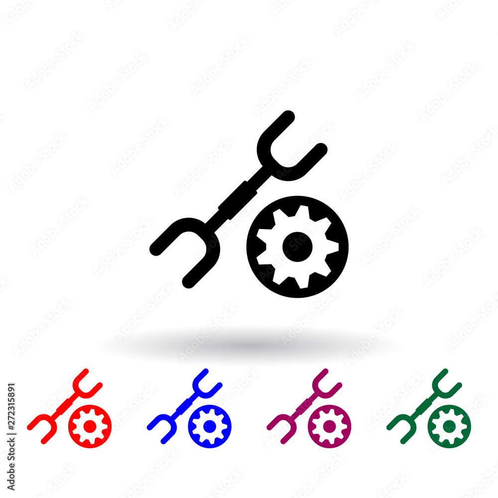 Poster spanner and mechanism multi color icon. elements of engineering set. simple icon for websites, web d