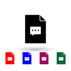 communication bubble on document multi color icon. Elements of file and documents set. Simple icon for websites, web design, mobile app, info graphics