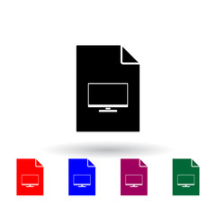 a computer on document multi color icon. Elements of file and documents set. Simple icon for websites, web design, mobile app, info graphics