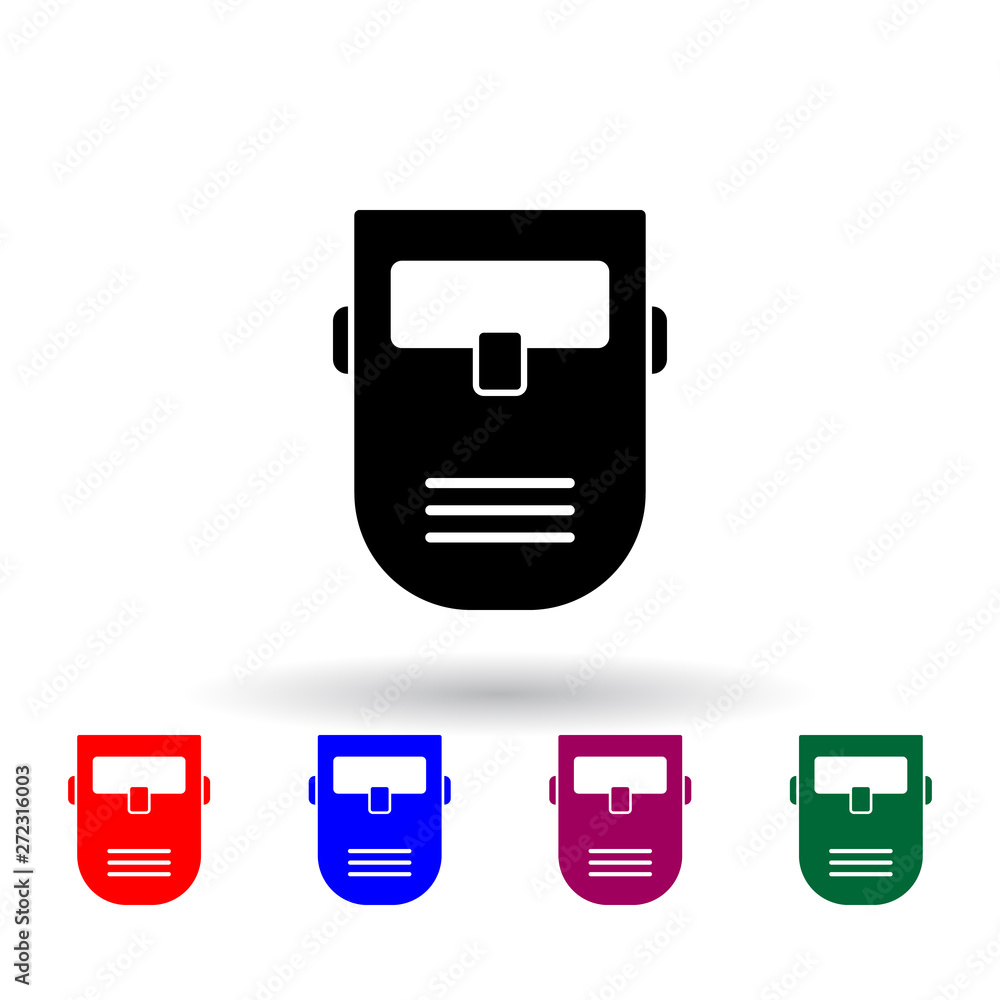Poster welder mask multi color icon. elements of engineering set. simple icon for websites, web design, mob