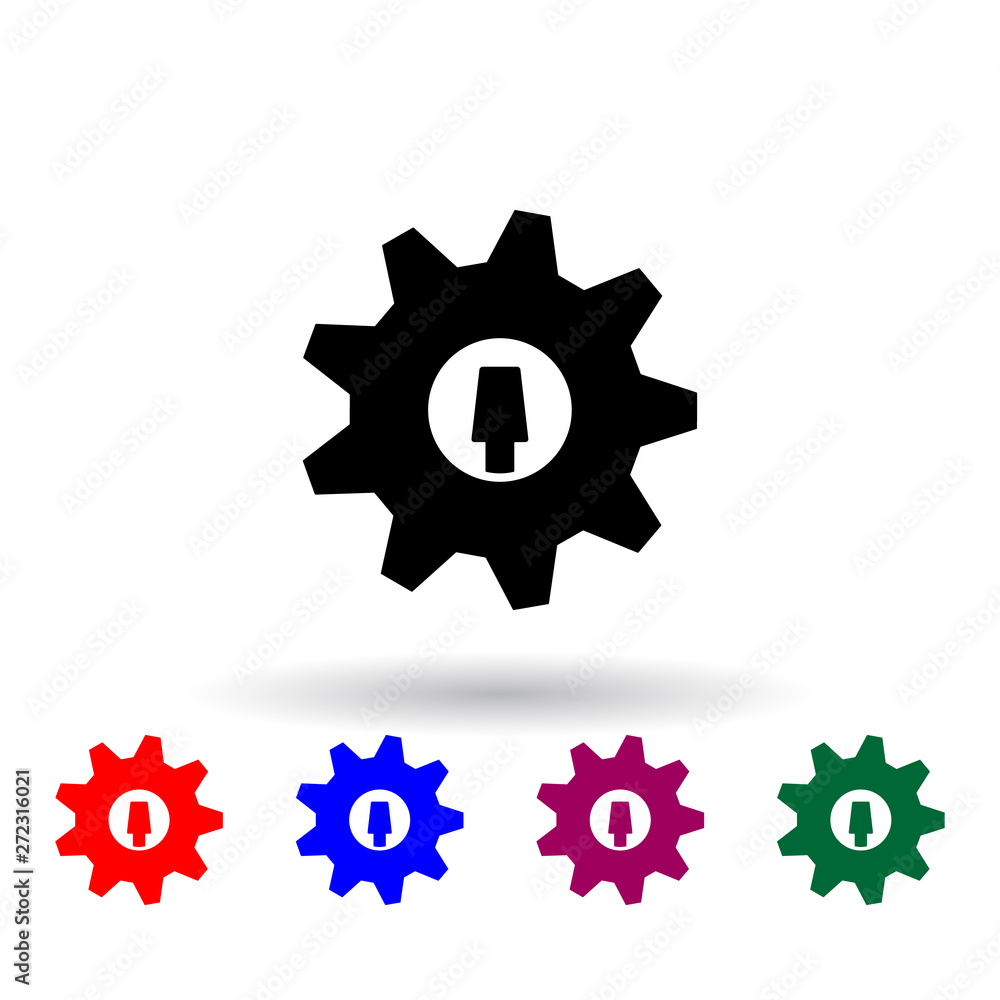 Poster gear multi color icon. elements of engineering set. simple icon for websites, web design, mobile app