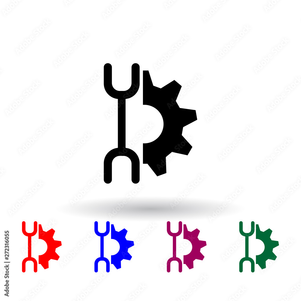 Poster key and mechanism multi color icon. elements of engineering set. simple icon for websites, web desig