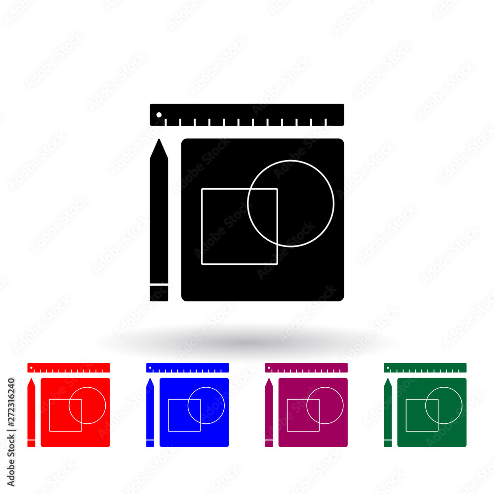 Poster construction drawings multi color icon. elements of engineering set. simple icon for websites, web d