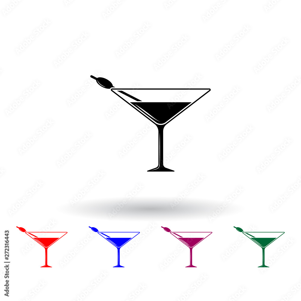 Poster martini in a glass multi color icon. elements of drink set. simple icon for websites, web design, mo