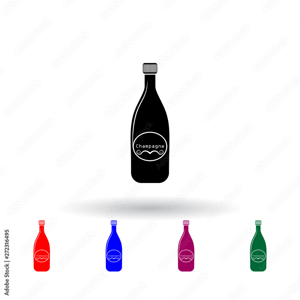 Poster champagne multi color icon. elements of drink set. simple icon for websites, web design, mobile app,