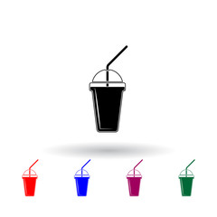 plastic cup with juice multi color icon. Elements of drink set. Simple icon for websites, web design, mobile app, info graphics